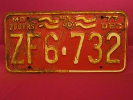 LICENSE PLATE Car Tag 1976 1977 MISSOURI 200 YRS ZF6 732 [Y13B - £5.30 GBP