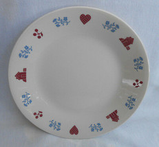 5 Corelle Hometown Salad Bread Plates Hearts Houses Beige Red 6 3/4&quot; - £13.21 GBP