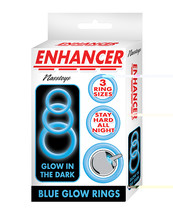 Enhancer Silicone Cockrings - Glow In The Dark Blue - $29.99