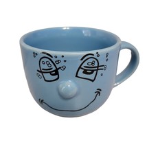 Livingware Collection Blue Drunk Funny Face With 3D Nose Mug Cup Vintage... - $15.67