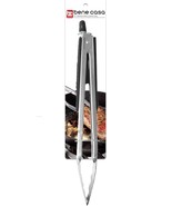 BBQ Serving Tongs, Stainless Steel, Black/Silver - Bene Casa BC-40242 - $10.88