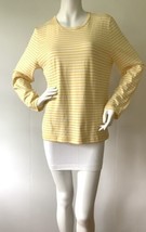 Orvis Woman&#39;s Yellow and White Stripe Long Sleeve Cotton Pullover Size L - £11.90 GBP
