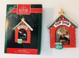 1992 Hallmark Keepsake Ornament Special Dog Photo Holder Top Dog Vtg Chr... - $16.00