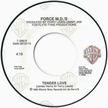 Force M.D.&#39;s Tender Love 7&quot; Vinyl Record 1985 Warner Bros. 7-28818 DUSTIES - £1.22 GBP