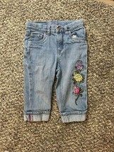 Girls Levi’s Stretch Crop With Embroidered Flowers Size 6X Denim Jeans - $9.49