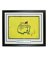 Tiger Woods Sir Nick Faldo Signed Framed 1999 Masters Golf Flag BAS LOA - £2,289.98 GBP
