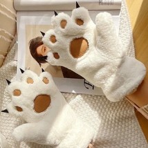 Fuzzy Bear Paws Gloves | Unisex Cat Paw Plush Fleece Mittens Cosplay #789 - £23.32 GBP