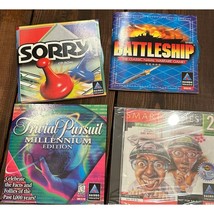 Lot of 4 PC CD-ROM Games Trivial Pursuit, Smart Games 2, Sorry, Battleship - $21.29