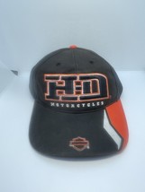 Harley Davidson Hat Cap Adjustable Black Orange HD Motorcycle Logo - $17.71 CAD