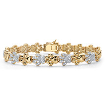 PalmBeach Jewelry Gold-Plated Genuine Diamond Accent Paw Print Bracelet 7.5&quot; - £47.33 GBP