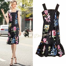 Women&#39;s Designer Floral Square Neck Strappy Frill Hem Midi Dress 12 AUS ... - £48.23 GBP