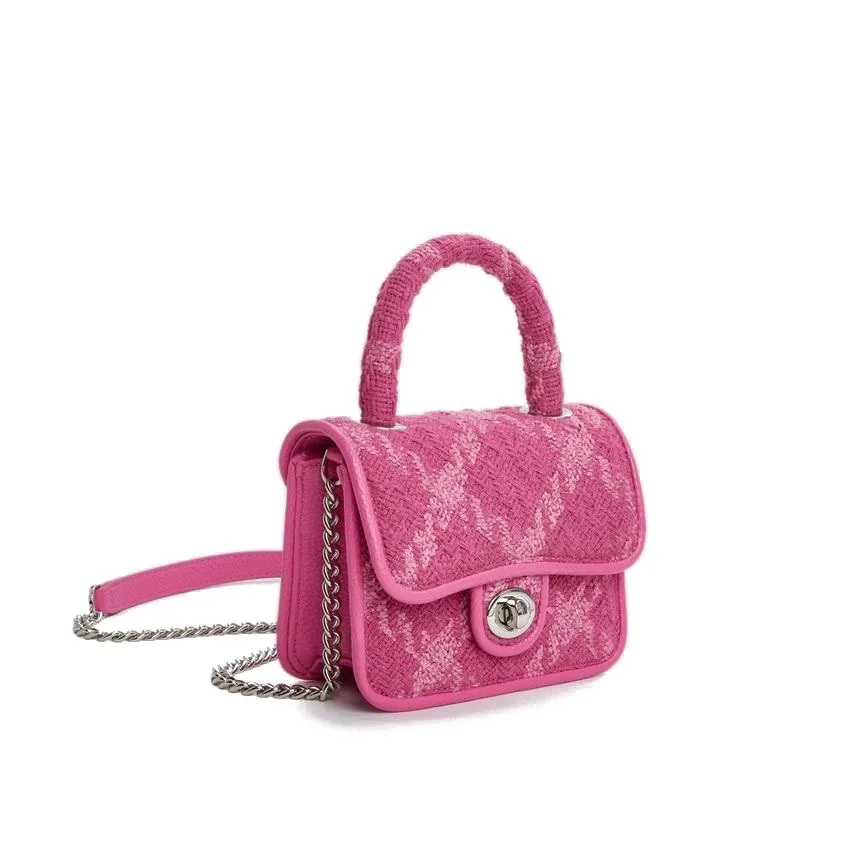 Rose Pink Women Lock  Bags  Plaid Ladies Small Square Crossbody Bag Fashion Desi - $65.44