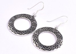 Fait à la Main 925 Sterling Argent Solide Cercle Femme Porter Goutte Oreille - £44.14 GBP+