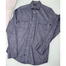 Vince Camuto Men Shirt Chambray Pearl Snap Small S Long Sleeve Blue - £14.04 GBP