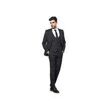 Men 3pc European Vested Suit WESSI J.VALINTIN Extra Slim Fit JV27 Black Stripe image 9