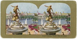 c1900&#39;s Around The World Color Stereoview Grand Fountain, World&#39;s Fair S... - $9.49