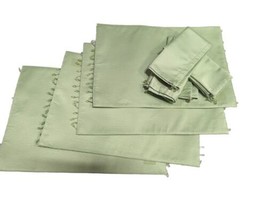 VTG Placemats &amp; Napkins Table Linens Green Dangle Beads 4 Settings W-C Designs  - £97.75 GBP