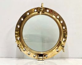 Vintage Nautical Interior Antique Brass Ship Round Porthole Window with 2...-... - £593.85 GBP