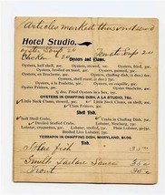 Hotel Studio Restaurant Menu Maryland Area 1920&#39;s Terrapin in Chafing Dish - £58.69 GBP
