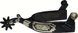 Western Saddle Horse Show Spurs Black Steel w/ Engraved Silver Overlay - £30.65 GBP