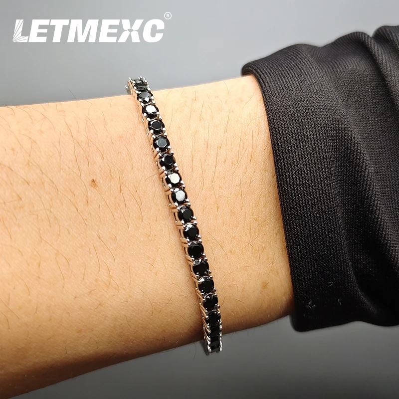 Letmexc Natural Black Spinel Bracelet Couple Bracelet Fashion Dark Style Hip Hop - £133.80 GBP