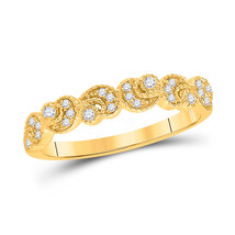 14kt Yellow Gold Womens Round Diamond Crescent Stackable Band Ring 1/10 Cttw - £416.21 GBP