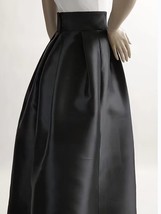 BLACK High-low Taffeta Skirt Outfit Women Plus Size A-line Slit Party Prom Skirt image 2