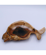 Studio Art Pottery Fish Tray Candy Dish Plate Brown Cream Glaze Ceramic ... - $16.24 CAD