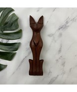 Vintage Carved Wood Siamese Cat Figurine Decor Dark Brown Kitten Thailan... - €24,92 EUR