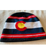 Colorado Flag Red White Blue Striped Beanie Winter Hat Kids One Size - £9.56 GBP