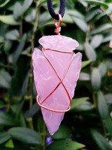 Pink Opalite Arrowhead Necklace Powerful Heart Stone Peruvian Argonon Sea Opal - £6.77 GBP