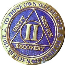 Recoverychip 2 Year AA Medallion Reflex Purple Gold Plated Chip - £13.55 GBP