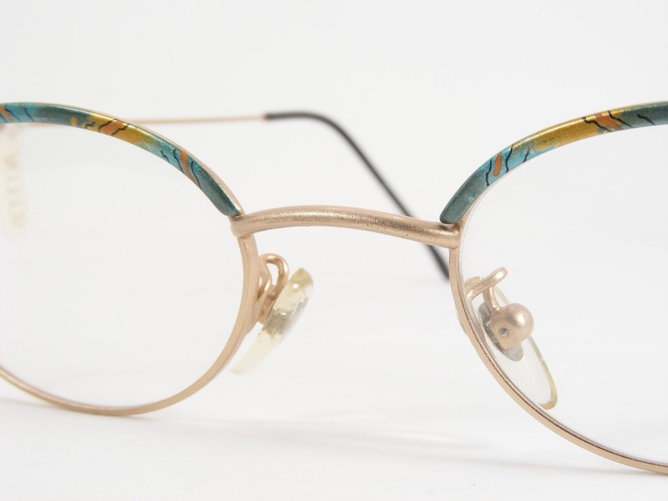 Vintage Pale Gold /Turquoise / MULTICOLOR UNIQUE RARE EYEGLASSES FRAME 46-20-140 Item image 10