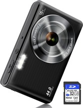 Digital Camera Cheap 4K 44MP Kids Camera with 32GB SD Card 2.4 Inch Point and Sh - £66.17 GBP