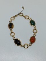 Vintage Gold Filled GF Scarab Brad Chain Bracelet 7&quot; - £31.31 GBP