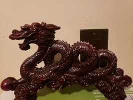 Chinese Asian Oriental Deep Red/ Burgundy Resin Dragon Statue - £39.33 GBP
