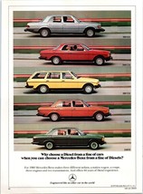 1980 Mercedes Diesel Car Lineup Vintage Print Ad German Import 80s Wall Art - £8.70 GBP