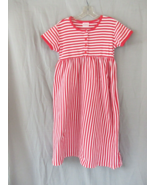 Hanna Anderson girls dress Size 14-16 XXL white red stripe cap sleeves midi - $17.59