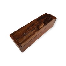 Antique Wood Casket Solid Wood Box Hinged Lid Box Jewelry Squares Box - $59.89