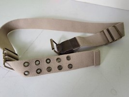 Vintage Y2K Belt 2 Hole Biege Amd Brown Fabric 90s  - £17.44 GBP