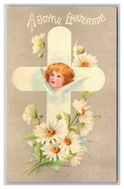 Joyous Pasqua Floreale Greetings Croce Margherite Goffrato Unp DB Cartolina H29 - £3.19 GBP