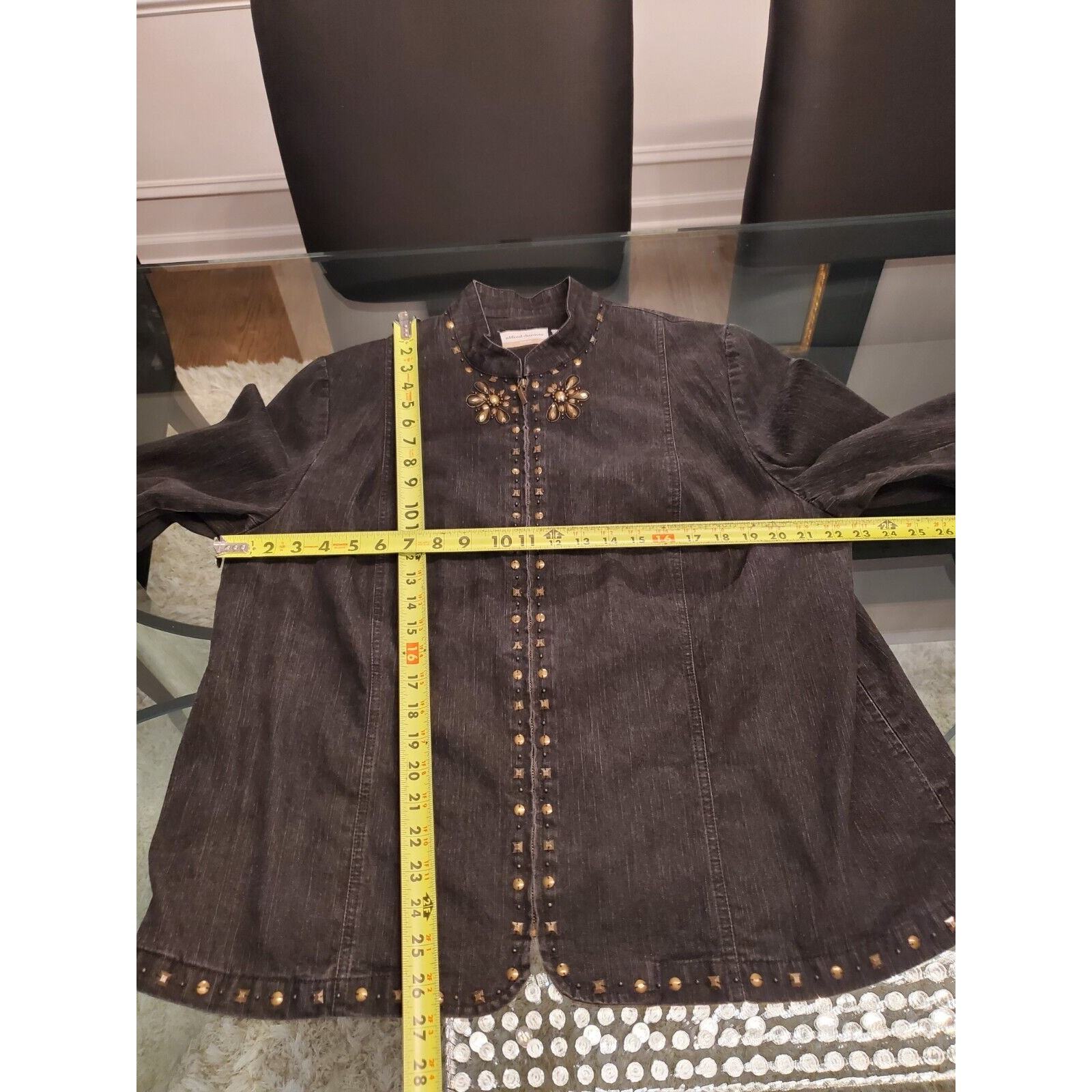 Alfred Dunner Women Gray Denim Ramie Long Sleeve Full Zip Casual Jacket Size 16W Item image 13