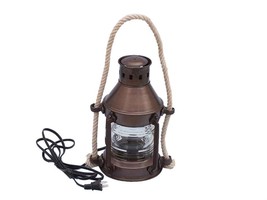 Antique Copper Round Anchor Electric Lantern 16&quot;&quot; - £174.96 GBP