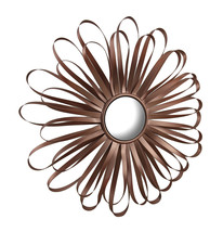 Scratch &amp; Dent Retro Ribbon Flower Rose Gold Finish Metal Wall Mirror 16 Inch - £19.36 GBP