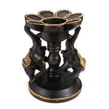 Decorative Elephants Flower Rain Tree Wooden Candle Holder Centerpiece - £15.90 GBP