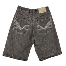 Vtg Y2K SOUTHPOLE Mens 32 Black Denim Jean Shorts 30x12.5 Jorts Embellished Wide - £39.74 GBP