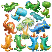 12Pcs Baby Dinosaur Balloon Set, Kids Dinosaur Birthday Party Supplies, Jungle D - £18.81 GBP