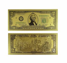 2 Dollar Commemorative Collectible Premium Replica Paper Money Bill 24k Gold ... - £18.95 GBP