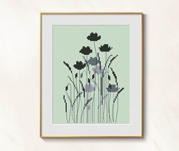 Poppy blackwork cross stitch flower pattern pdf Minimalist cross stitch ... - £3.28 GBP