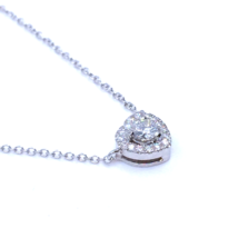 Women&#39;s Cable Chain Heart Necklace 18k White Gold Natural Round Diamonds - £885.21 GBP